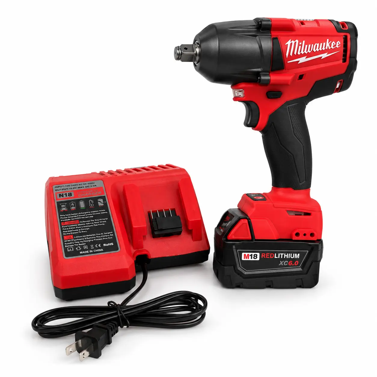 Milwaukee 18V Brushless Impacto - Rechargeable High Torque 800N.m Lithium Battery Wrench, Power Impact Wrenches with Batteries, Heavy-Duty Cordless Hand Tool for Construction, Woodworking
