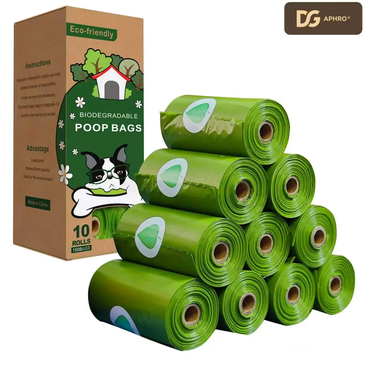 DGAPHRO Biodegradable Dog Poop Bags - Extra Thick, Leak-Proof & Lavender Scented | Eco-Friendly Pet Waste Bags for All Dog Breeds, Easy Tear Perforation (10 Rolls, 150 Count),camping essentials