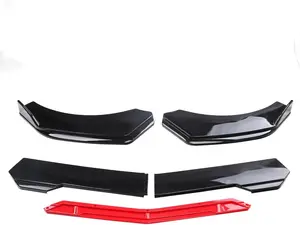 Front Bumper Lip Spoiler for 1.9M/6.2FT Wide Cars, Side Skirt Splitter Kit Sturdy ABS Side Skirts Lip, Chin Spoiler Diffuser Protector, Front Bumper Lip Body Kit Bright Black
