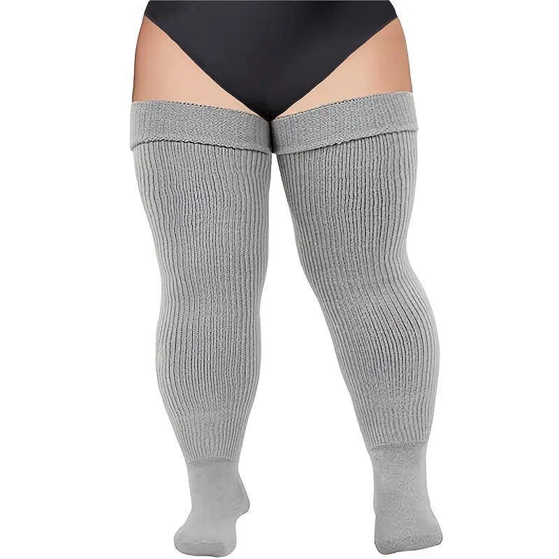 Plus Size Over-the-Knee High Socks - Thick for Wide/Calf/Leg Volume, Solid Color Heavy-Duty Stockings, Casual, Everyday & Themed Events (No constricting fit)