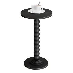 Round Side Table - Solid Wood Leg Small Drink Table for Living Room Bedroom Office