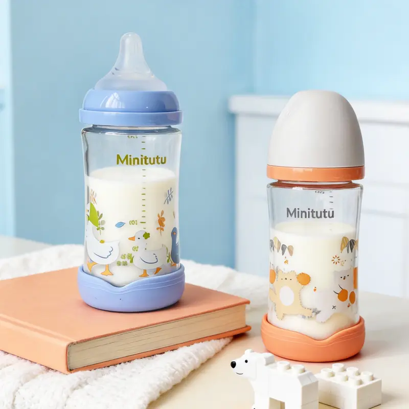 YRUIZEUP Wide-Mouth 8oz Glass Baby Bottle (240ml Large Capacity) - Anti-Colic Bottles for Babies, Easy Formula Prep & Cleaning, Portable, High-Quality Birthday/Holiday Gift, Glass Bottles For Babies, Glass Anti Colic