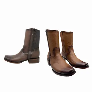 Leather Men Boots Square Dubai Toe with Zipper - La Sierra/Botas de Piel Punta Dubai Cuadrada Para Hombre con Cierre/ Estilo 261