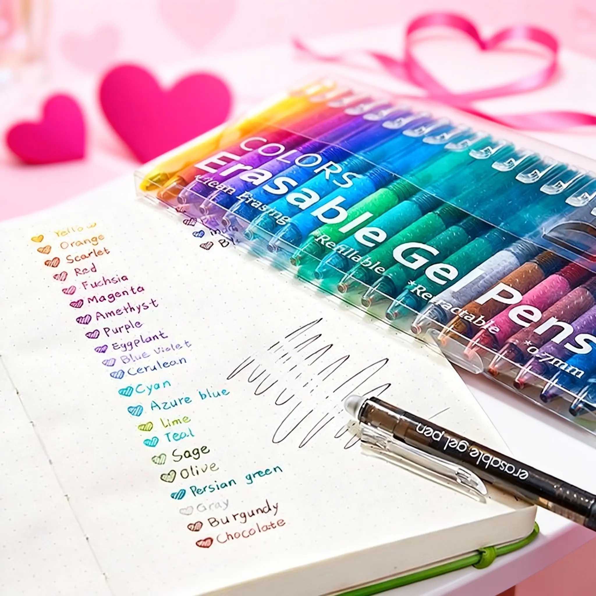 Erasable Gel Pens Set, Stationery Writing Tools, 6/12 Packs, Retractable Design, Fine Tip Clicker, Assorted Color Options, Perfect for School & Office Use, For New Year Gift For Teachers