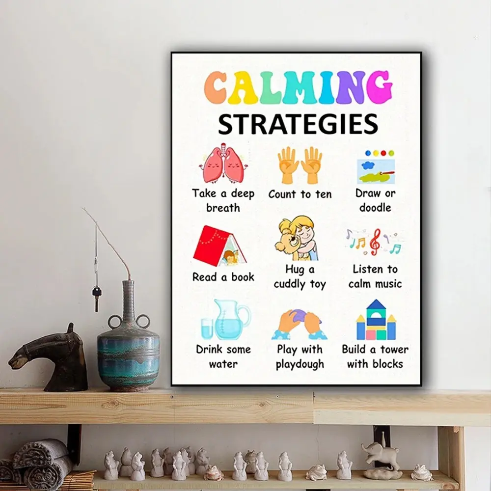 Mental health wall art Print, calming strategy inspirational quotes for health clinic, school wall decoration items hanging in classroom or therapy office, holiday gift