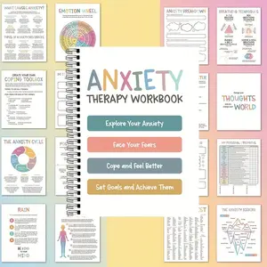 Anxiety Therapy Workbook, Personal Journal, Explore Fear Response Anxiety Exposure Therapy Mindfulness Practice Psychological Healing Guide