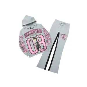 Fields Grey/Pink Baggy Hoodie Track Set