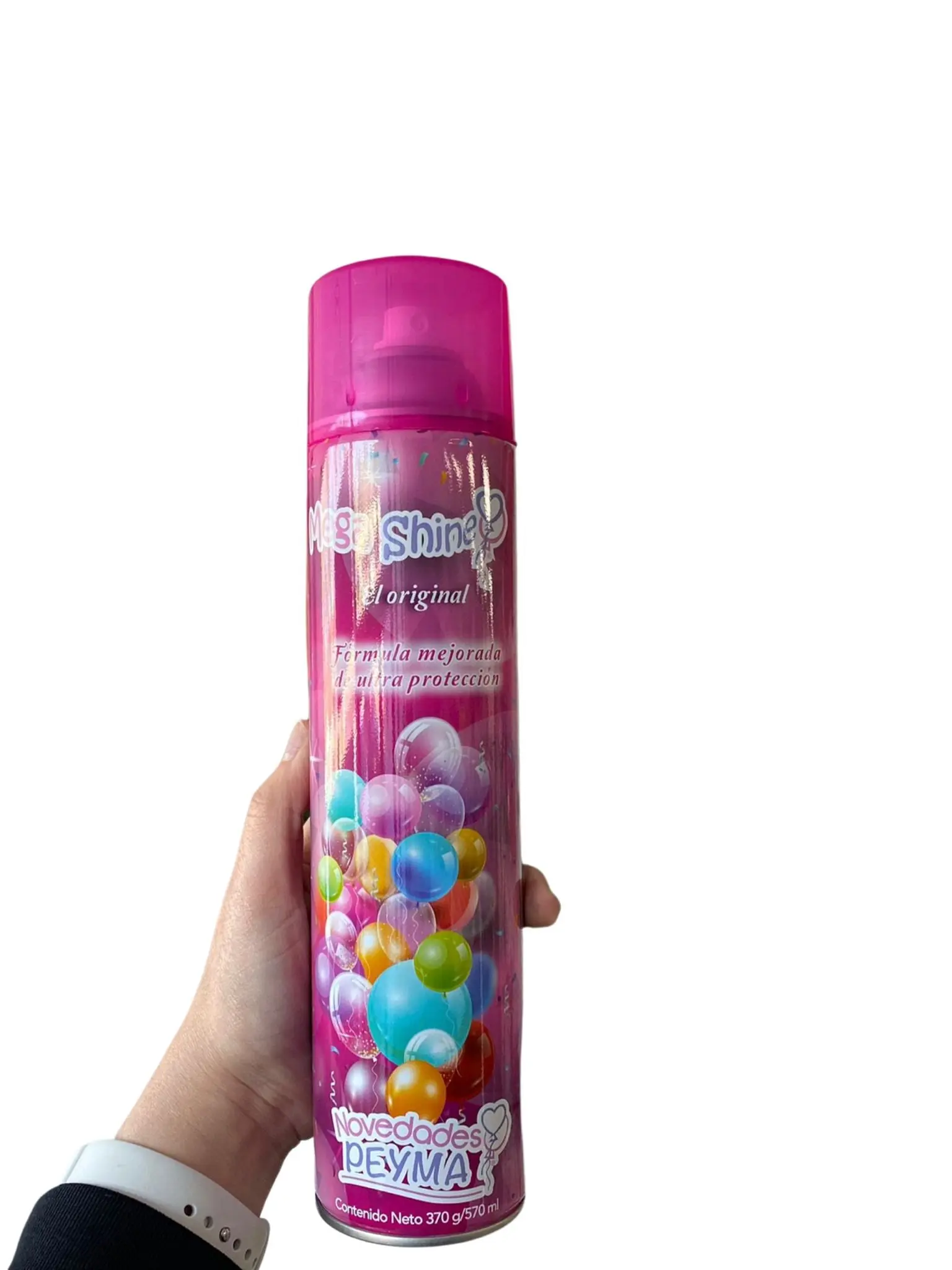 Novedades Peyma, Mega Shine, Balloon Shine Spray, Big Bottle - 570ml