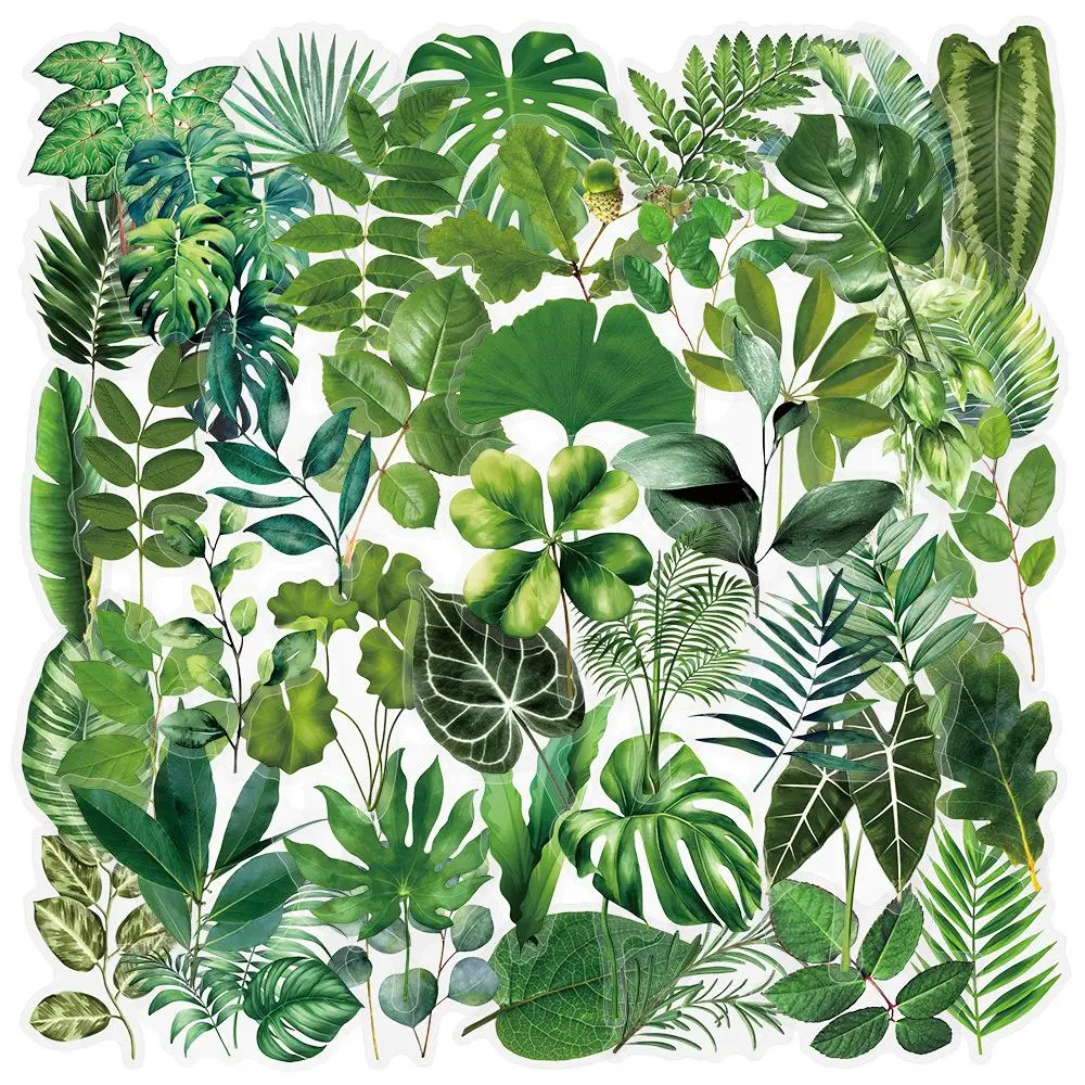 Plant Leaf Series Sticker, Self Adhesive Decorative Sticker, DIY Decals for Water Bottle, Laptop, Phone Case, Scrapbooking, Journal Making