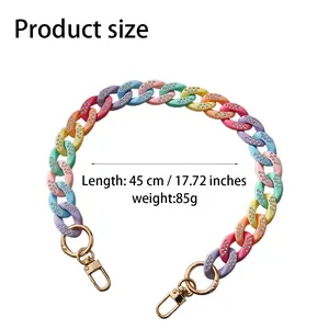 Multicolor Rubber Coated Acrylic Bag Chain Thick Chunky Resin Handbag Strap Replacement for Women Purses Shoulder Carry Handle Chain