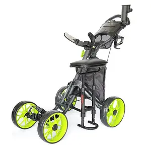 CaddyTek CaddyCruiser ONE Tour Golf Push Cart | 4-Wheel Stability & Swivel Front Wheel | One-Click Folding
