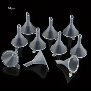 10pcs Mini Small Funnels Transparent No Mess Funnel for Fill Perfume Liquid Plastic Bottleneck Bottles Auxiliary Tool