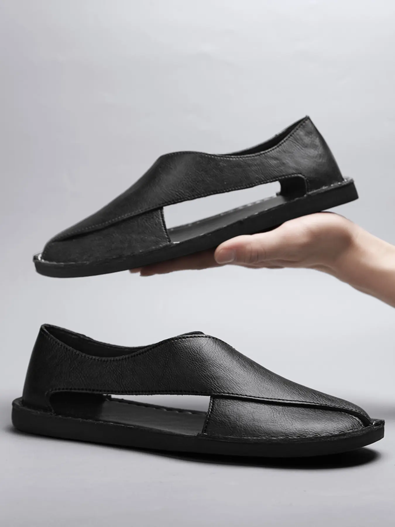 Men's Casual Sandals, Fashionable Sandals, Fashion Hollow Out Summer Beach Shoes, Soft Rubber Sole, Handmade, Comfortable Footwear, Ideal for Daily Wear and Outdoor Activities, Lightweight Beach Sandals, Slides Men