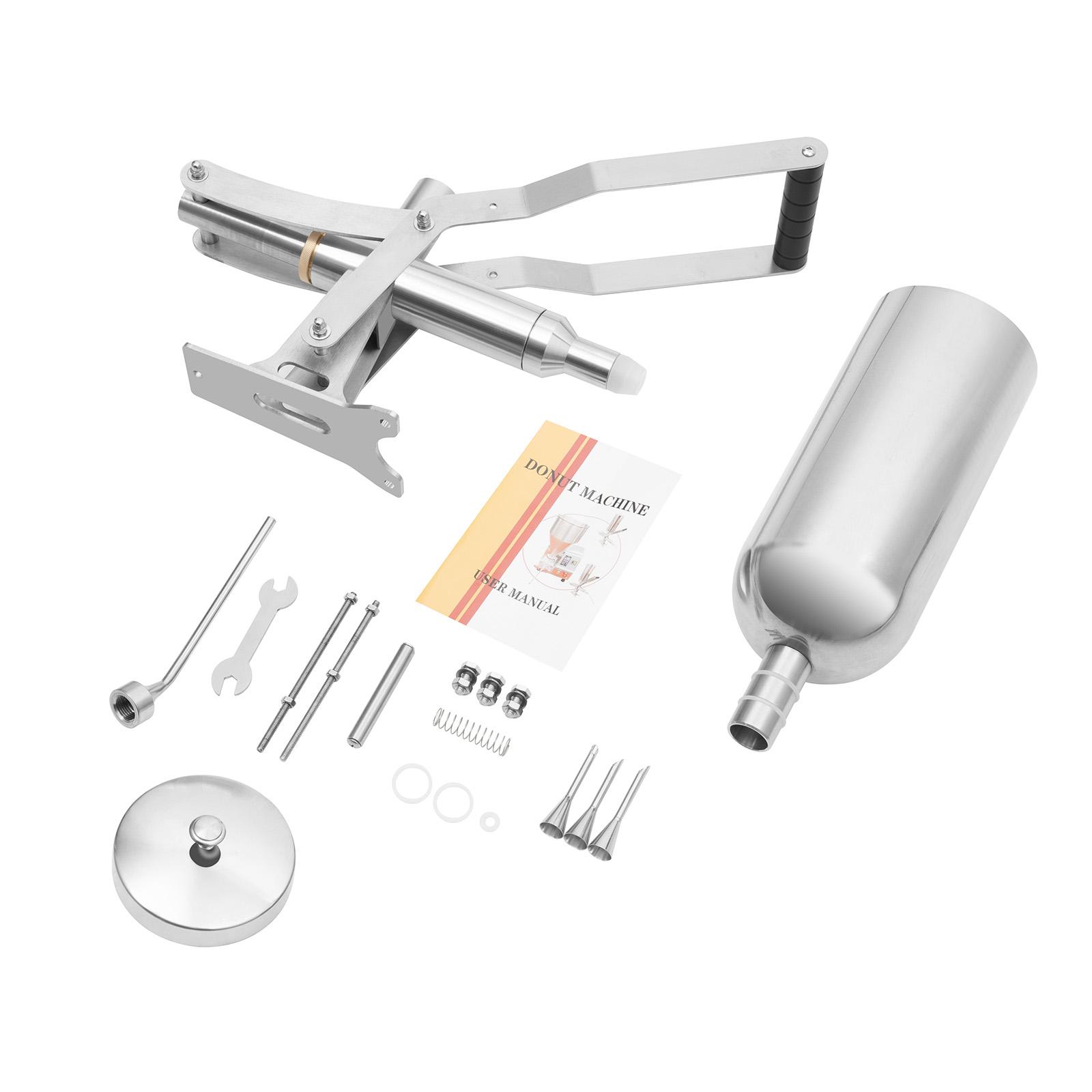 5.28Qt Manual Donut Filling Machine with 4 Anti-Drip Nozzles & High Precision (±1g), 304 Stainless Steel Cream Filler for Bakery, Restaurant, Café, Dessert Shop
