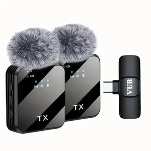 Professional Wireless Lavalier Microphone with Intelligent Noise Reduction 360° Omnidirectional Condenser Windscreen for Recording Live Streaming Podcasting Bluetooth Android