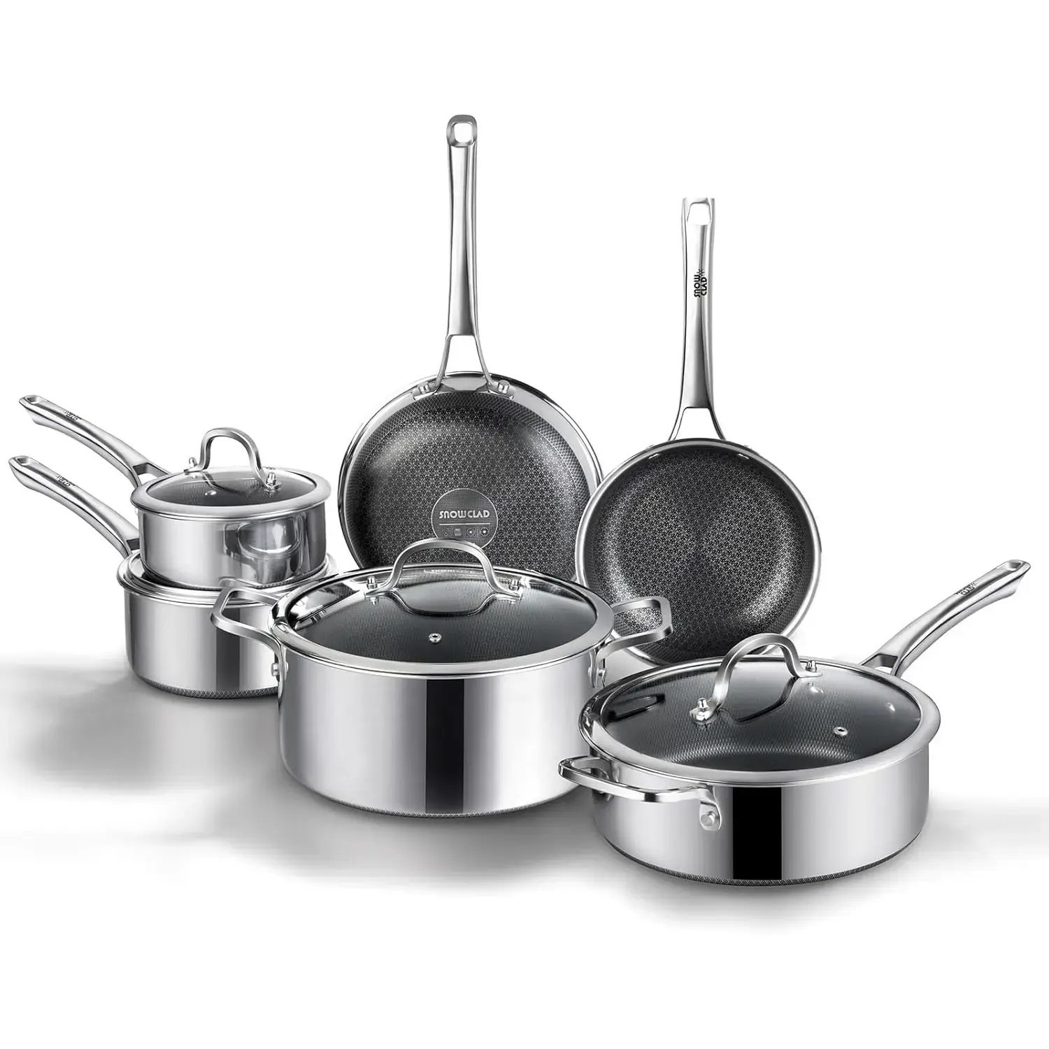 10-Pcs & 14-Pcs Hybrid Cookware Set with Lids – Nonstick Stainless Steel Pots and Pans Set, Dishwasher Safe, Induction Ready, Non-Toxic & PFOA Free #SummerWins