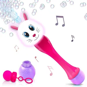 Easter Bunny Bubble Wand, Easter Basket Stuffers for Toddler, 14" Light Up Automatic Bubble Maker with LED & Music, Easter Basket Essentials & Toys for Toddlers, Easter Bubbles for Kids Hand-Held Electric Bubble Gun