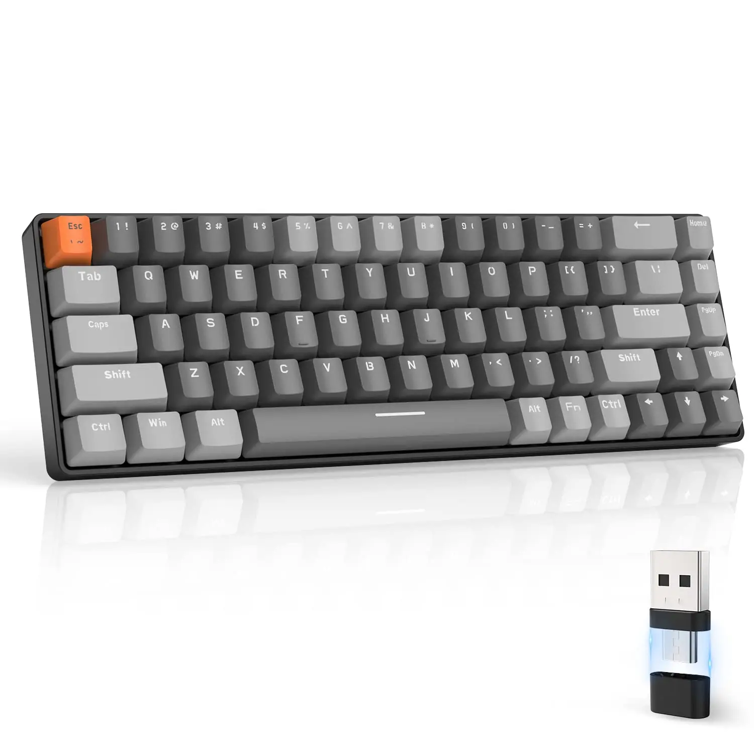 K68 Wireless Mechanical Gaming Keyboard, Durable Keyboard, Wireless 5.0/2.4G Dual Mode 2-in-1 USB-C Receiver, Hot Swappable Keyboard for PC