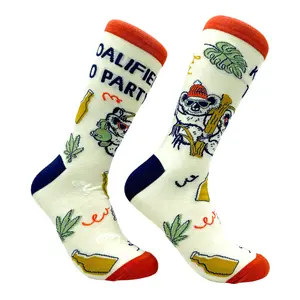 Men's Koalified to Party Socks Funny Partying Drinking Smoking Koala Joke Footwear Funny Graphic Socks Comfortable Fitted Spandex Cotton
