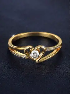 Elegant Romantic Sparkling Cubic Zirconia Heart-Shaped Ring, Hypoallergenic Jewelry, Suitable For Wedding, Engagement, Valentine's Day Gifts Valentines