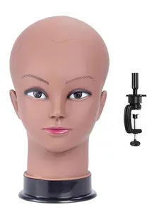 Human Body Model Head Mold Bald Skin Base with Small Stand Pin Large Head Detailed Features, Medical Training Tool