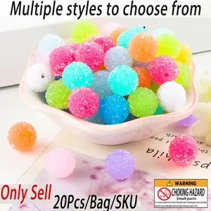 20pcs 18mm Resin Beads Acrylic Round Acrylic Beads Mix Craft Supplies DIY Jewelry Making Bracelet Accessories Fashion Handmade Decorations