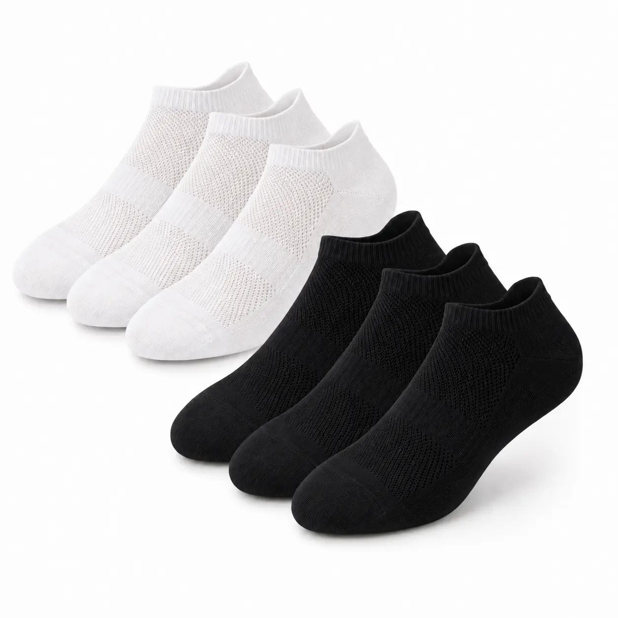 Men's Cotton Mesh Ankle Socks - Menswear Low-Cut Socks with Cushioned Sole, Seamless Toe, and Arch Support for Breathability, Ankle Length, Casual Socks
