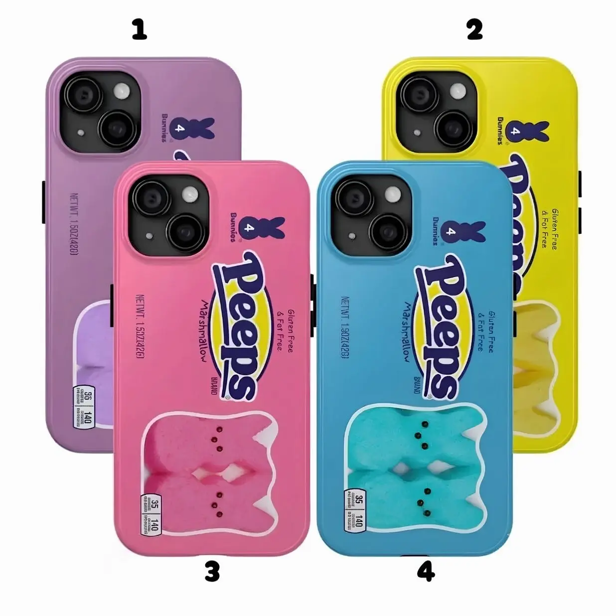 Peeps Bunnies Phone Case Marshmallow Candy Easter Bunny Easter Compatible with iPhone 17, 16, 15, 14, 13, 12, 11, X & Galaxy