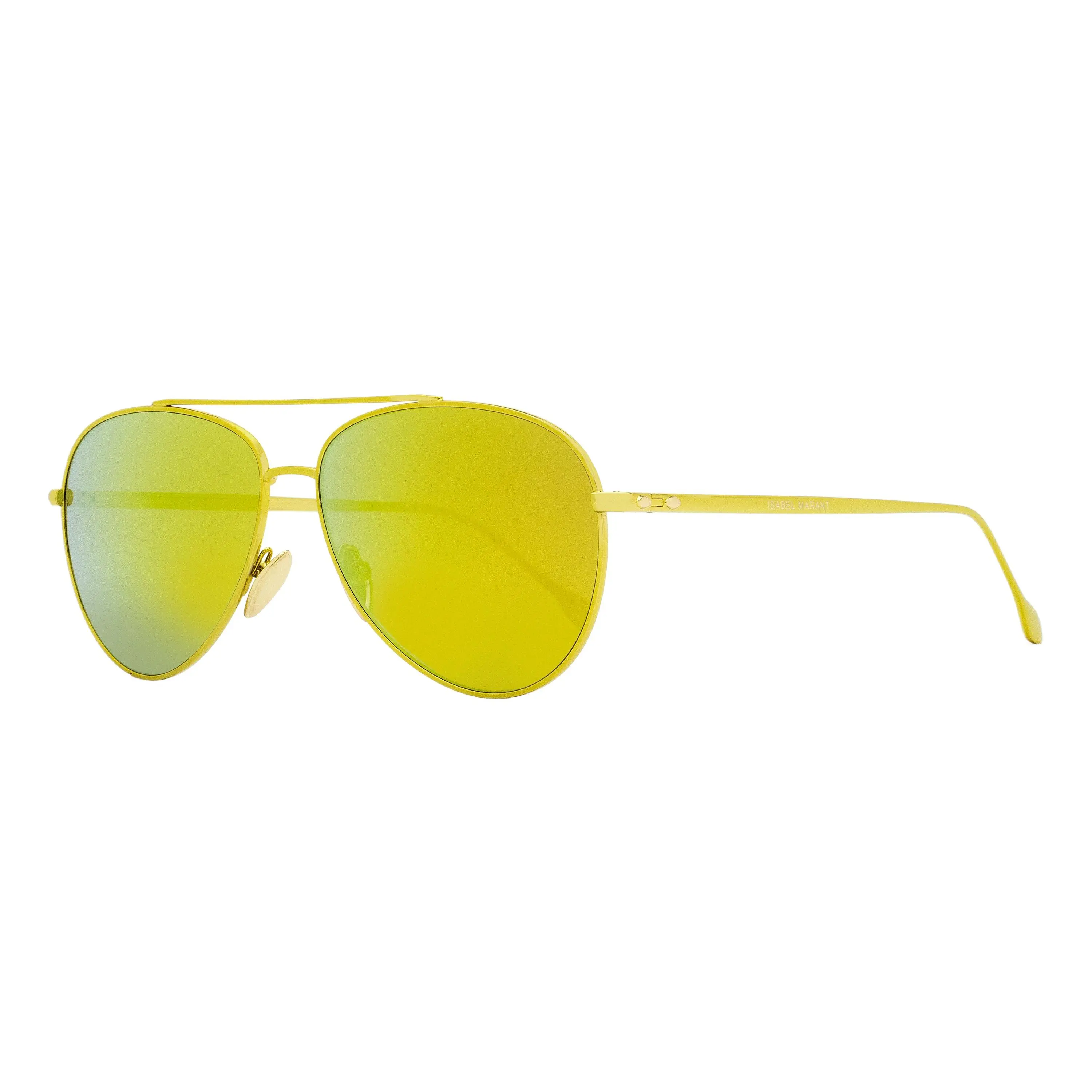 Isabel Marant Milo Women's Classic Pilot Sunglasses - Gold Metal Bold Contemporary Frames, 60mm Tinted Lens Sunglasses, 100% UV Protection, Chic Parisian Eye Fashion, Magnetic Look, IM0011S