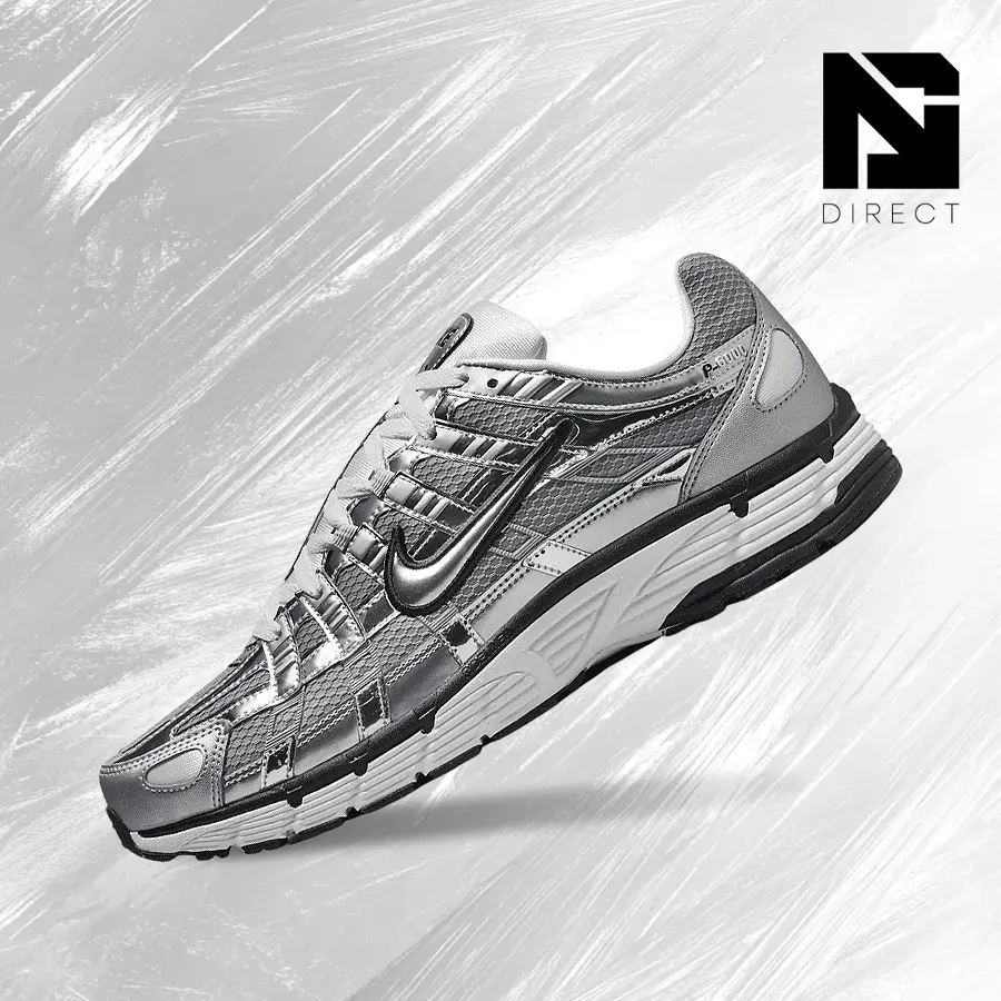 NIKE P-6000 Men's Lifestyle Sneakers in Metallic Silver, Old School Cool Design with Shock-Absorbent Comfort for All Seasons, Shoes, Vintage, Gym-Streetwear Casual Wear, Trendy Sneakers, Durable Sneakers