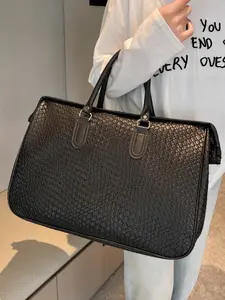 2025 Fashionable Commuting New Style Casual Travel Bag, Travel Duffel Bag, Large-Capacity Water-Resistant Sports Yoga Gym Bag, Unisex Solid Black Minimalist Tote Bag, Business Trip Laptop Bag, Zipper Travel Bag