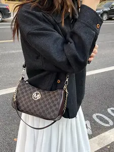 Women PU Leather Letter Chain Bag, Fashion Versatile Shoulder Crossbody Bag, Trendy Lightweight Commuter Bag for Women & Teen Girls, Fashionable Crossbody Bag
