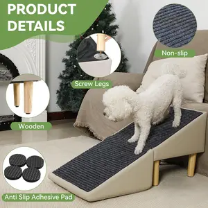 Multifunctional Foldable Pet Stairs 2-in-1 Non Slip Dog Step Stool Anti-Scratch Wear Resistant Portable Pet Ramp Ladder for Small Dogs Cats
