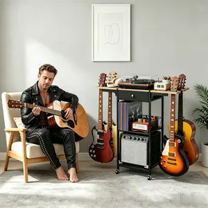 Guitar Stand, Home Organizer Storage Rack & Display for Guitars and Vinyl Records, Home Supplies Music Room Accessory