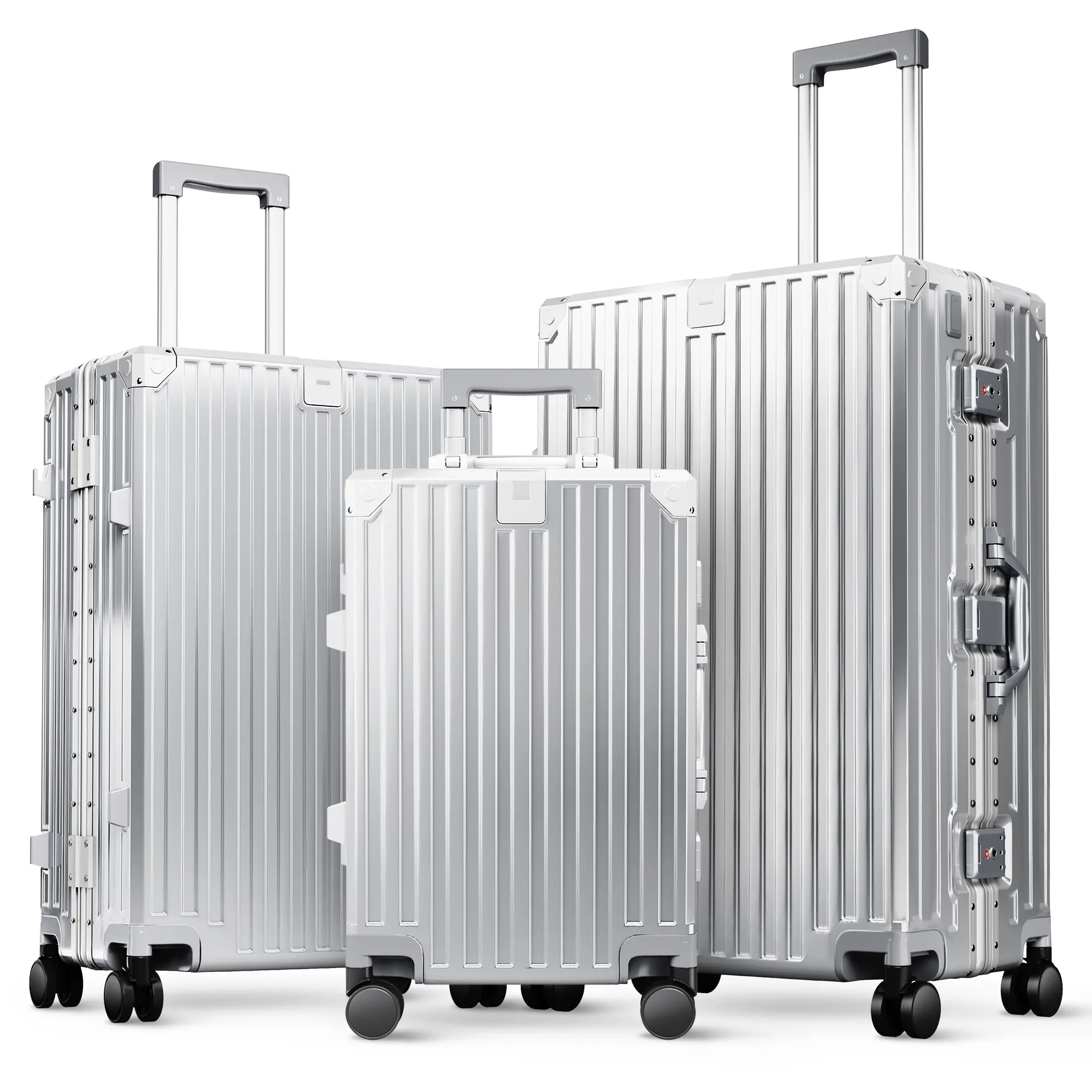 PHIVILLA 20/24/28 Inch Aluminum Frame Checked Luggage, Zipperless Suitcase | 3-layer PC Hard Shell Premium Protection with TSA Lock, USB Charging,Cup Holder and Spinner Wheels for Long Vacations, Back to School