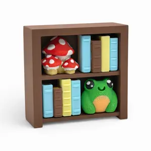 Mini Book Nook Fidget Clicker – 2 Shelf Bookshelf fidgets and Desk top Decor