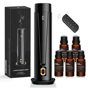 Waterless Scent Diffuser – 1200 Sq Ft Coverage, Essential Oil Diffuser with Remote Control, Quiet Aromatherapy Diffuser with LED Light & Timer, Scent Air Machine for Home, Office, Hotel (Black)