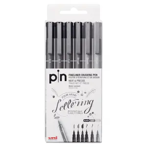 uni® Pin, Fineine Drawing Pens, Assorted Tips and Colors, 6 Count
