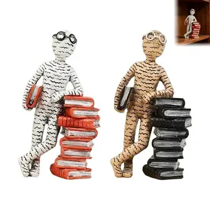 Abstract Letter Man Reading Figurine, Creative Reading Pose Home Decor, Living Room Ornament, Unique Bookshelf Decoration, Engaging Focal Point, Artistic, Artistic Element