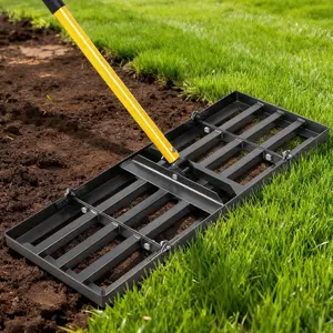 Lawn Leveling Rake, 30 Inch Yard Lawn Leveling for Soil with 78" Handle, Duty Effort Saving Landscape Lawn Leveler for Yard Golf Course Soil Sand Dirt Grass