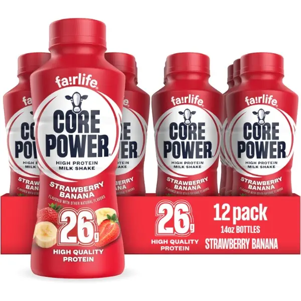 Protein Shake, Strawberry Banana, 26g Bottle, 14oz, 12 Pack