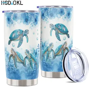 20oz Insulated Stainless Steel Tumbler, Insulated Travel Drinkware, with Sea Turtles Design - Keeps Drinks Hot/Cold, Fits Car Cup Holders - Ideal Gift for Sea Turtles Lovers