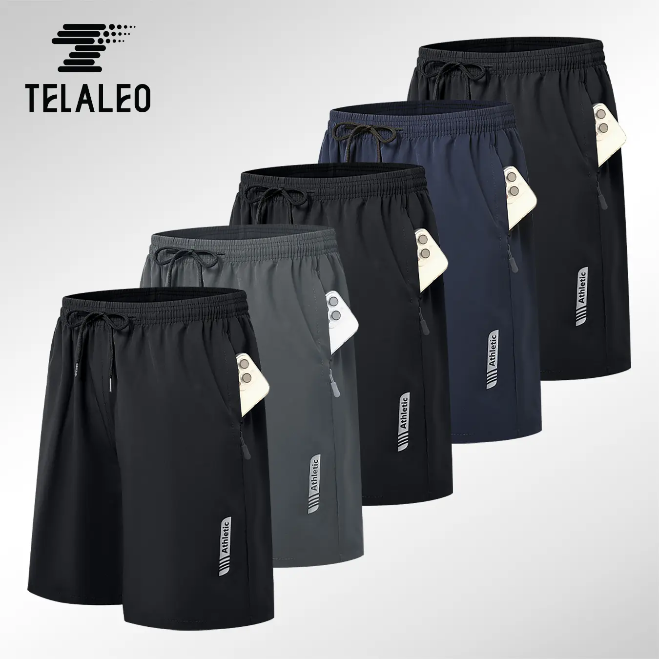 TELALEO 5 value pack Mens Athletic Gym Workout Shorts with Zipper Pockets Quick Dry Basketball Running Lightweight Shorts dealsforyoudays outdoorfun,travel essentials,camping essentials