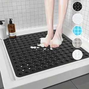 1pc Square Anti-Slip Shower Mat 21*21inch / 53*53cm PVC Shower Pad, Bathtub Massage Safety Mat, Fast Drainage Quick Dry Easy Clean, Suitable for Bathroom Kitchen Doorway, Bathroom Floor Mat, Bathroom Decorative Mat