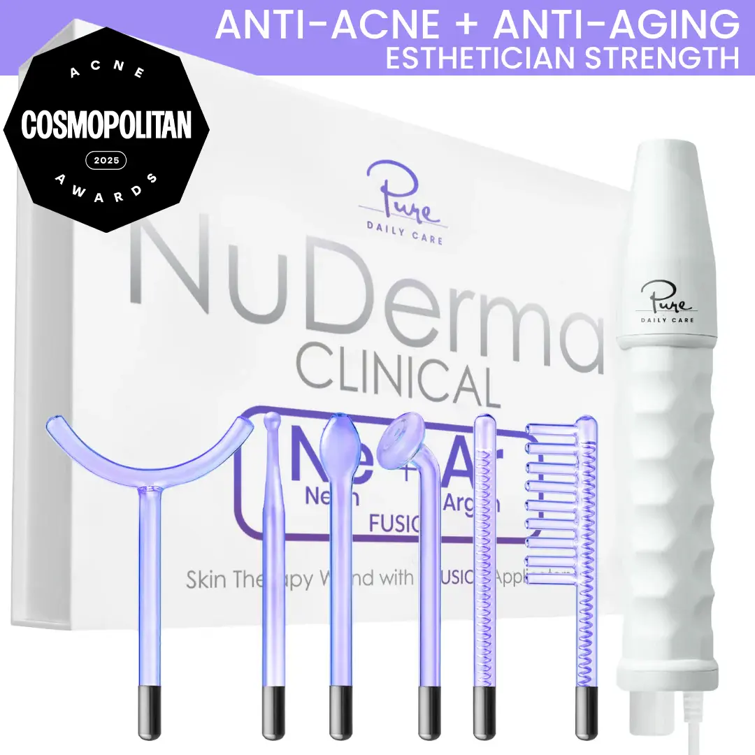 NuDerma Clinical High Frequency Wand with Fusion Neon-Argon Applicators Anti-Aging Anti-Acne by Pure Daily Care Facial Beauty Instrument NuDerma Clinical High Frequency Wand with Fusion Neon-Argon Applicators Anti-Aging Anti-Acne by Pure Daily Care Facial Beauty Instrument
