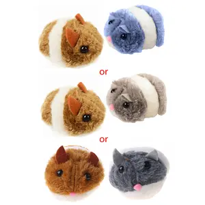 Pull String Mouse Vibrating Movable Interactive Toy Fluffy Plush Mice for Cats