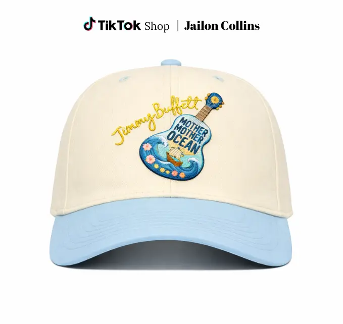 Mother Ocean Otto Cap, Inspired By Jimmy Buffett Otto Cap, Washed Embroidery Cap FOR MEN FOR WOMEN American Flag Design