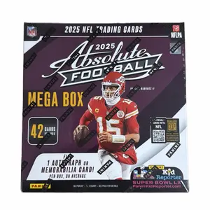 PANINI 2025 Absolute Football Mega Box - 42 Cards Pack, one autographed or memorabilia card per box on average, NFL Trading Cards, Sports Card Packs, Sports Card Items