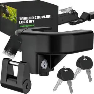 Trailer Hitch Coupler Lock Kit (Choose 2" or 2-5/16" Trailer) Heavy Duty Anti Theft Trailer Coupler Locks for RV, Camper, Trailer, Boat, Caravan - Reinforced Solid Steel Tow Lock for Trailer Tongue