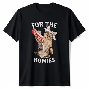 Cotton Short Sleeve Milk Cat For The Homies T-Shirt For Men Women